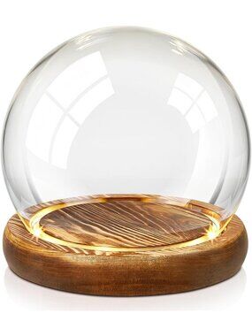 8" Christmas Glass Display Dome Cloche - Holiday Decor, Clear Glass Globe